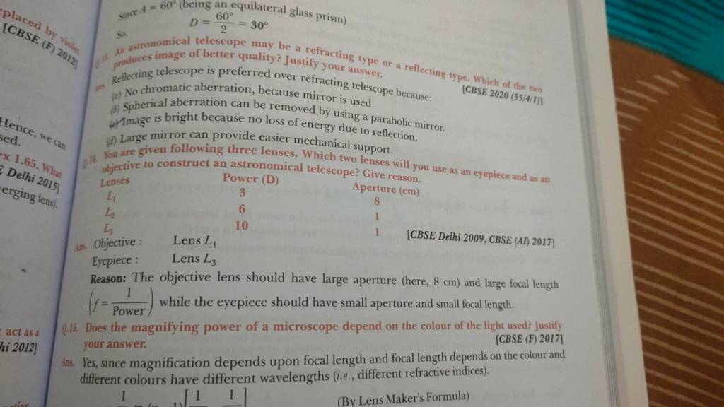 Reflecting Telescope Is Preferred Over Refracting Telescope Because 6 