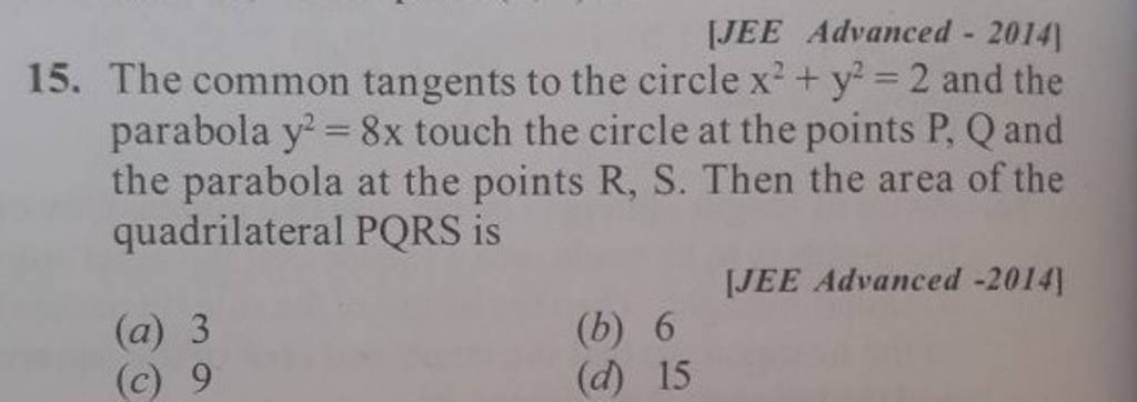 [JEE Advanced - 2014]
15. The common tangents to the circle x2+y2=2 an
