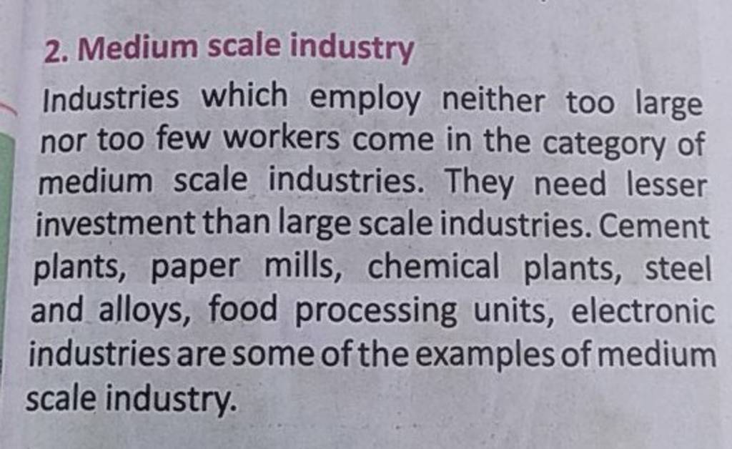 Medium and large-scale industries