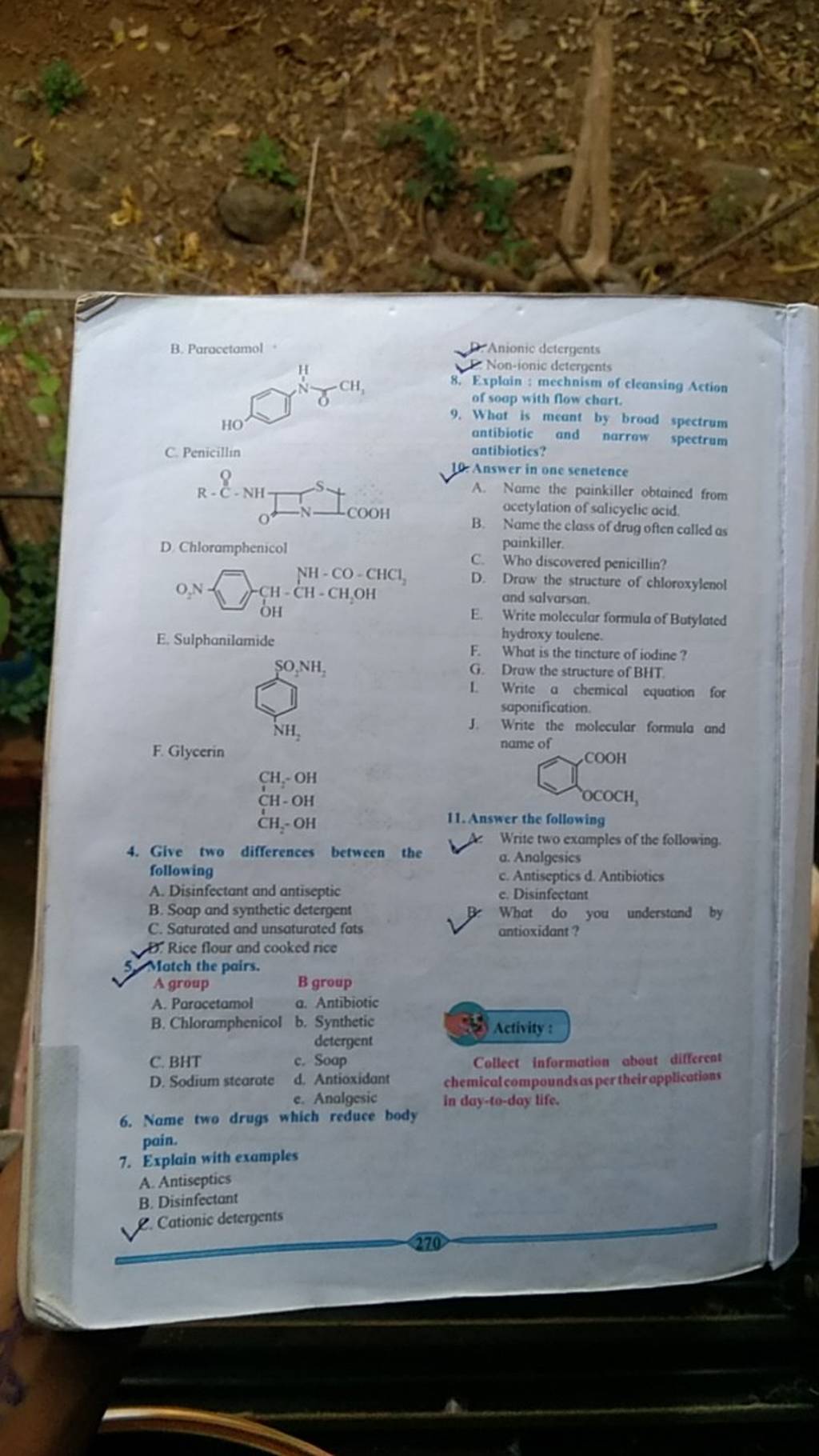 Anionic detergents 8. Non-ionic detergents 8. Explain : mechnism of clean..