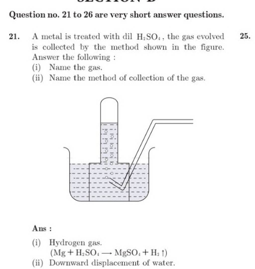 Question no. 21 to 26 are very short answer questions. 21. A metal is tre..