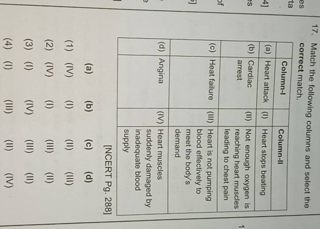 17. Match the following columns and select the correct match. Column-ICol..