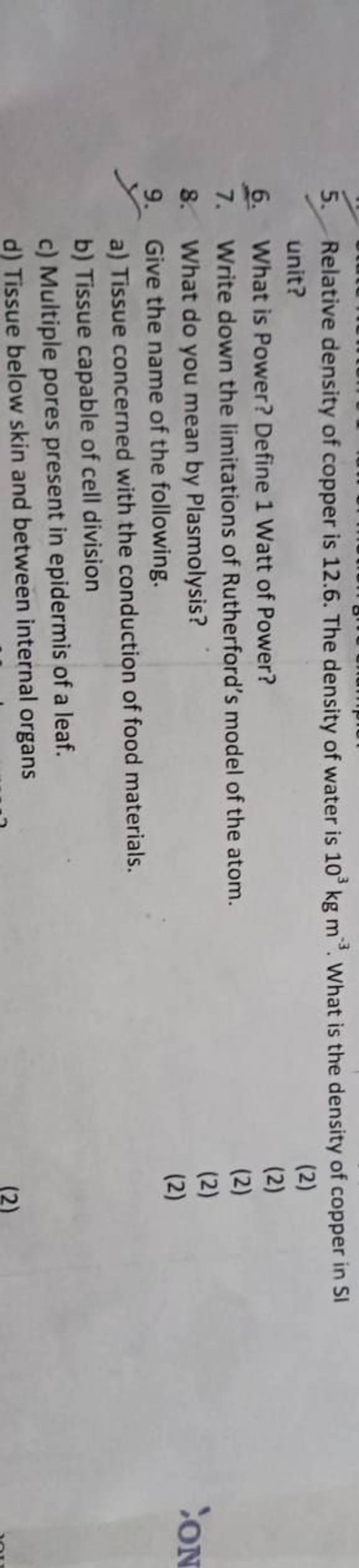Relative density of copper is 12.6. The density of water is 103 kg m−3. W..