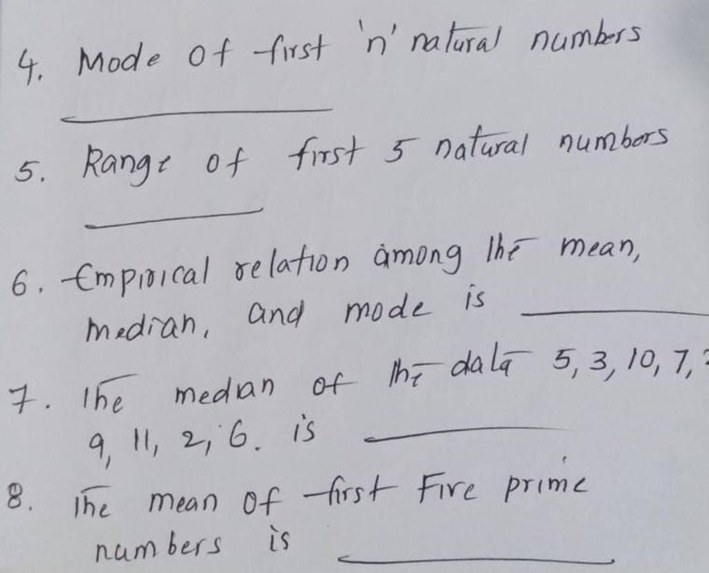 4-mode-of-first-n-nalural-numbers-5-range-of-first-5-natural-numbor