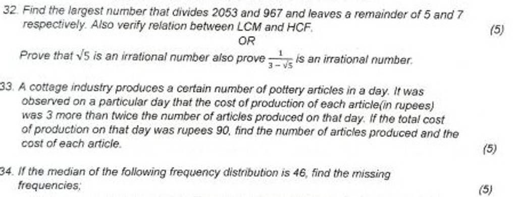 32 Find The Largest Number That Divides 2053 And 967 And Leaves A Remain 