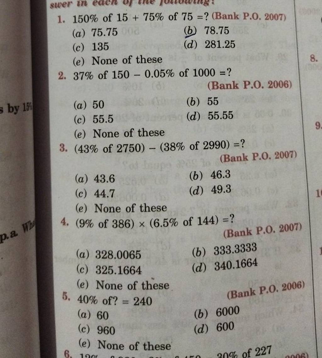 37% of 150−0.05% of 1000= ? (Bank P.0. 2006)