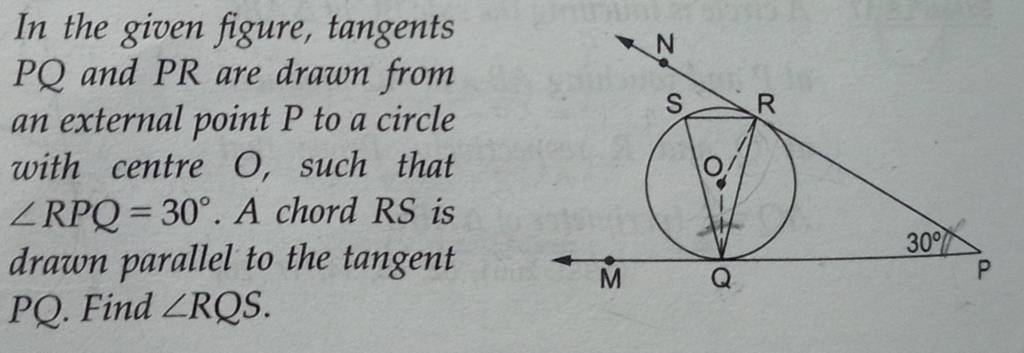 In The Given Figure Tangents Pq And Pr Are Drawn From An External Point