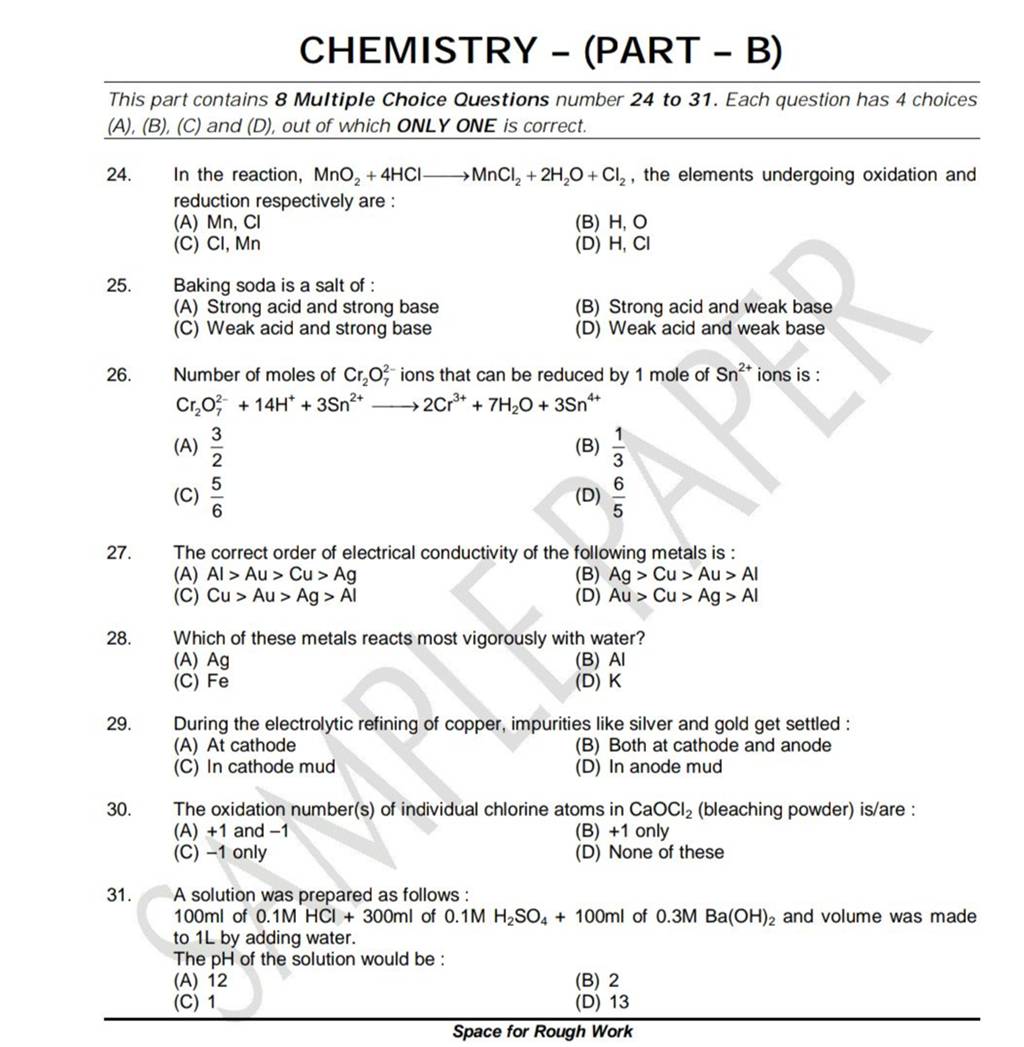 The correct order of electrical conductivity of the following metals is