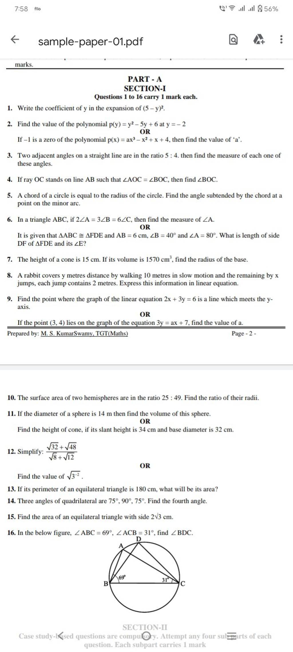 ← sample-paper-01.pdf
Q : :
marks.
PART - A
SECTION-I
Questions 1 to 1