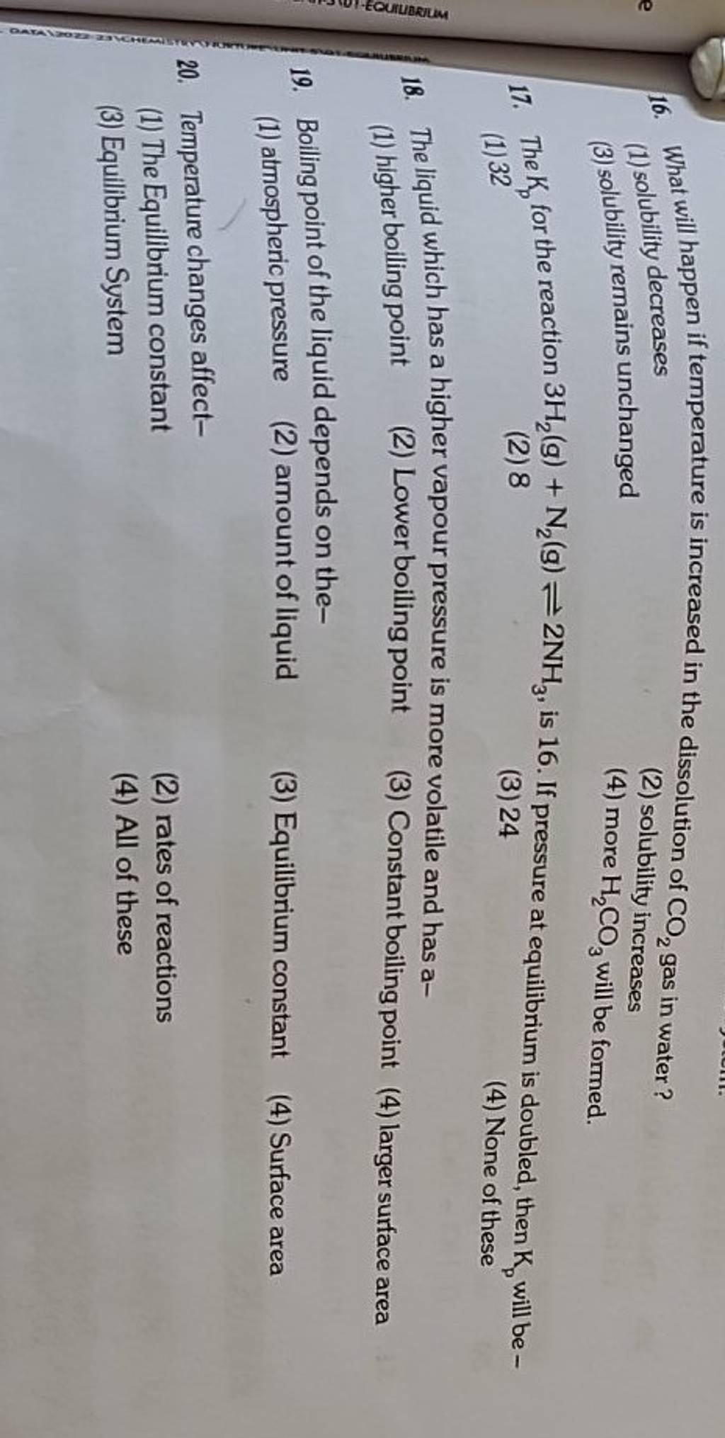 Boiling point of the liquid depends on the Filo
