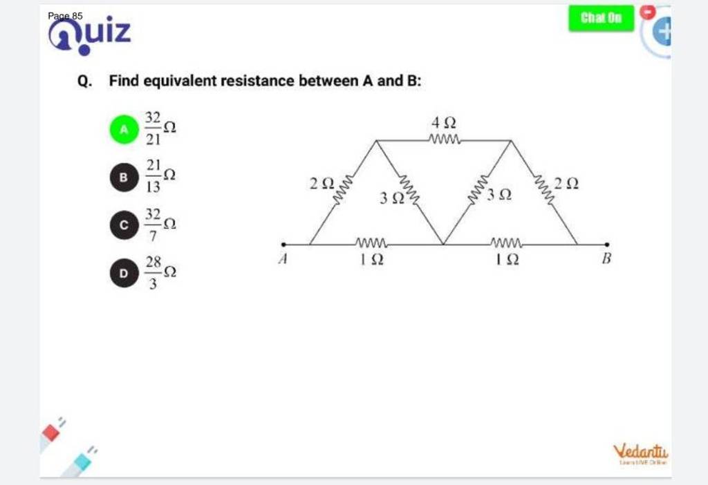 Quiz Q. Find equivalent resistance between A and B Filo