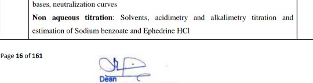 bases, neutralization curves Non aqueous titration: Solvents, acidimetry