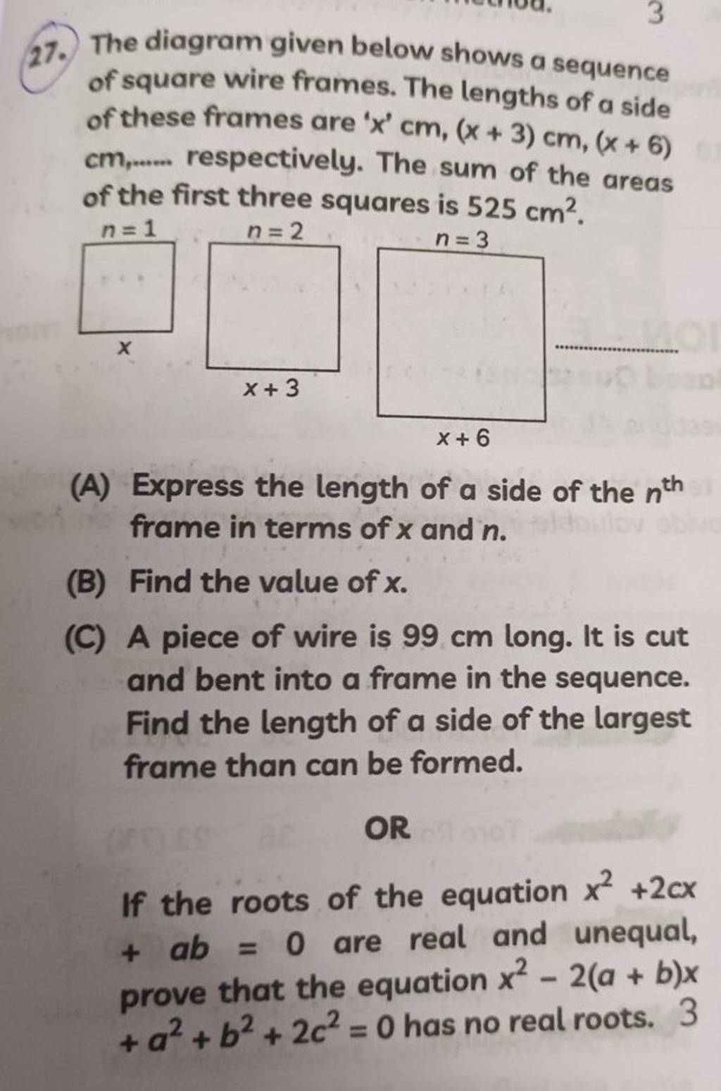 27 The Diagram Given Below Shows A Sequence Of Square Wire Frames The L 27-the-diagram-given-below-shows-a-sequence-of-square-wire-frames-the-l
