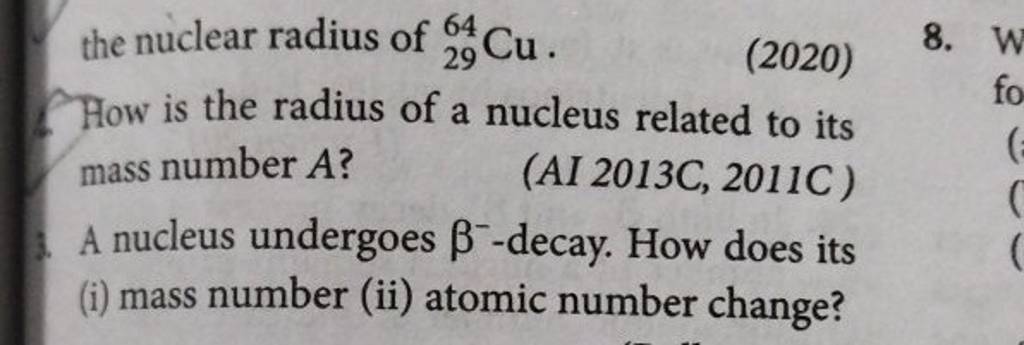 The Nuclear Radius Of 2964 Cu 2020 How Is The Radius Of A Nucleus Rela the-nuclear-radius-of-2964-cu-2020-how-is-the-radius-of-a-nucleus-rela