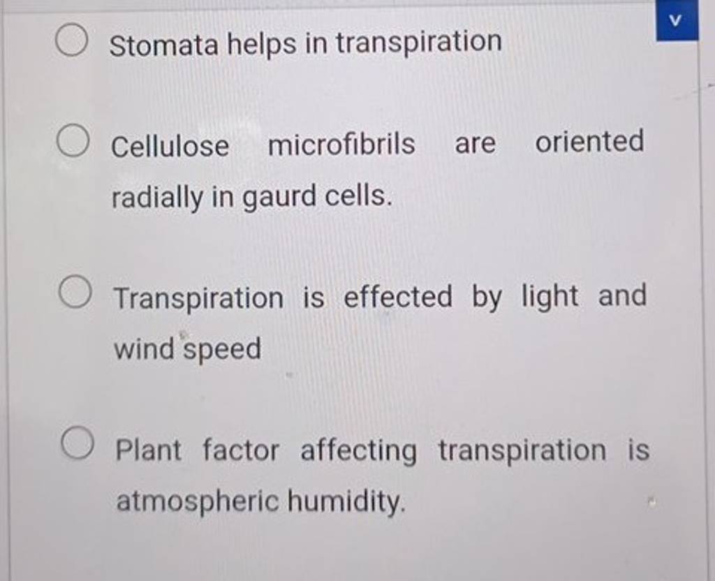 Stomata helps in transpiration
Cellulose microfibrils are oriented rad