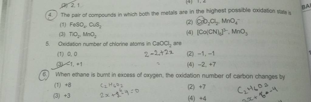 oxidation number of chlorine atoms in caocl2