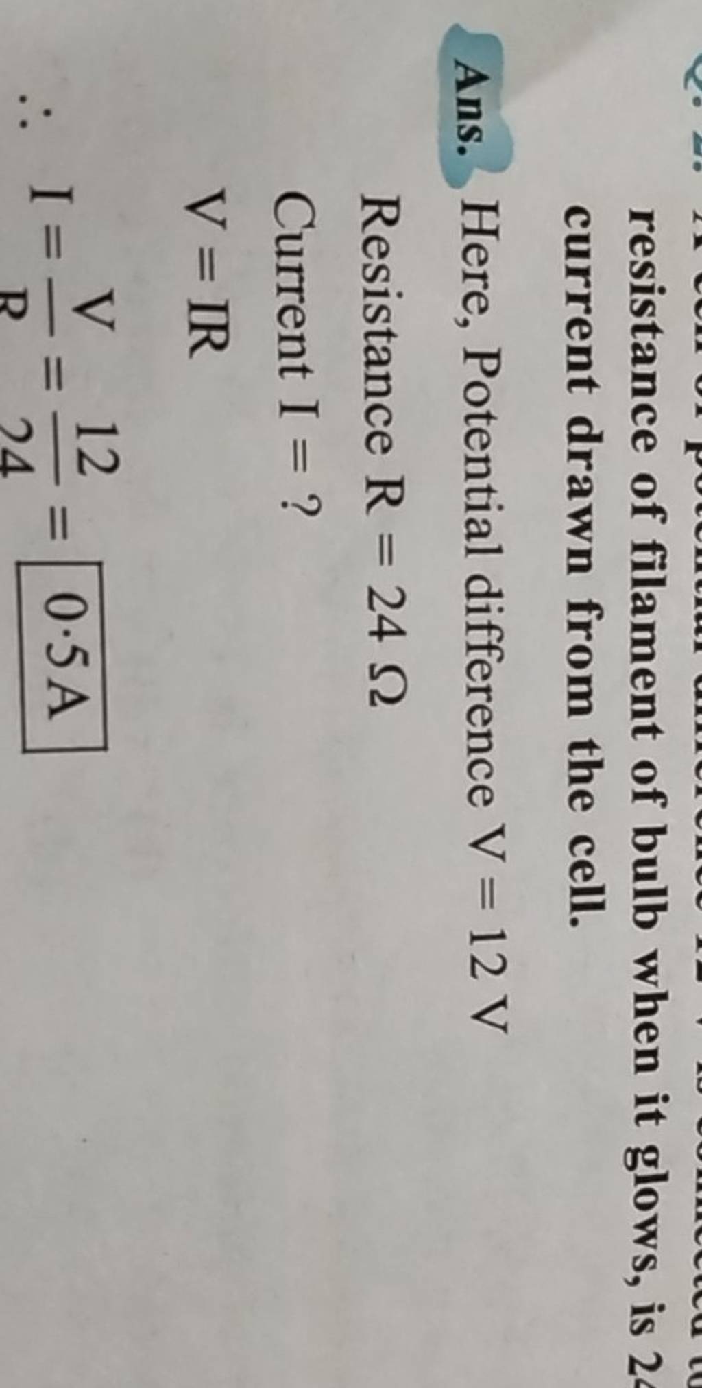resistance of filament of bulb when it glows, is 2 current drawn from the..