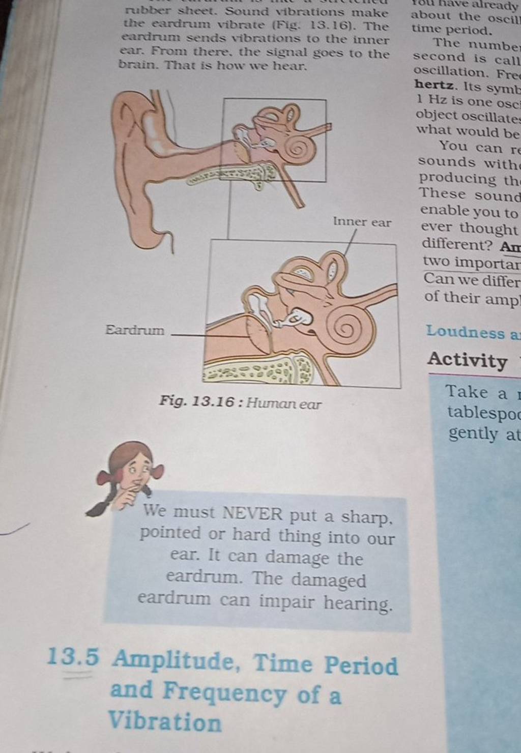 rubber sheet. Sound vibrations make about the oscil the cardrum vibrate