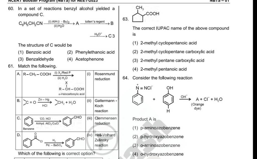 Consider the following reaction OH− A+Cl−+H2 O (Orange dye) Which of the..