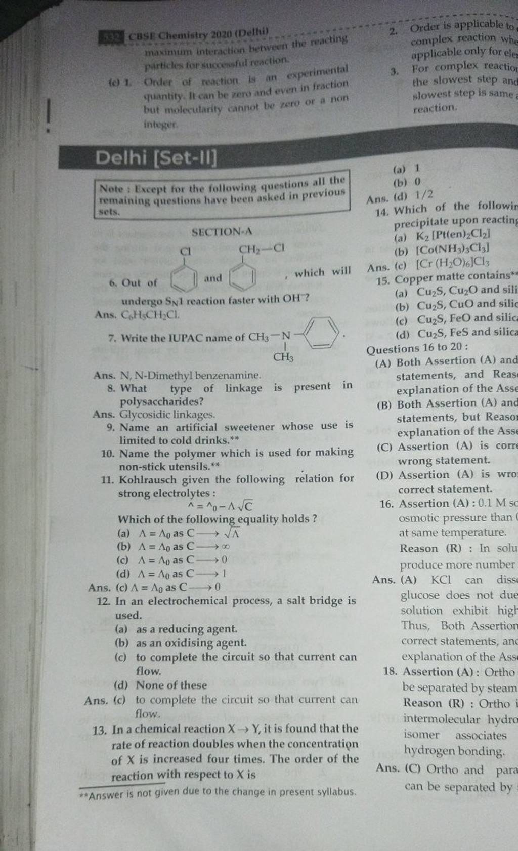 C6 H5 Cl2 Cl. 7. Write the IUPAC name of Ans. (c) [Cr(H2 O)6 ]Cl3 15. Co..