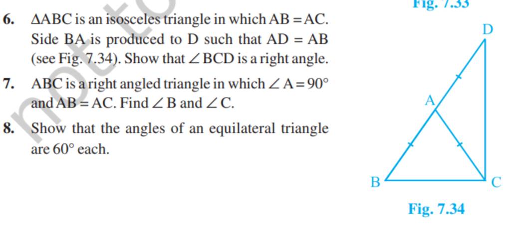 6. ABC Is An Isosceles Triangle In Which AB=AC. Side BA Is Produced To D..