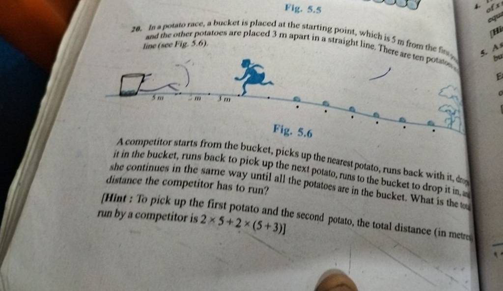 20 in a potato race a bucket is placed at the starting point which is