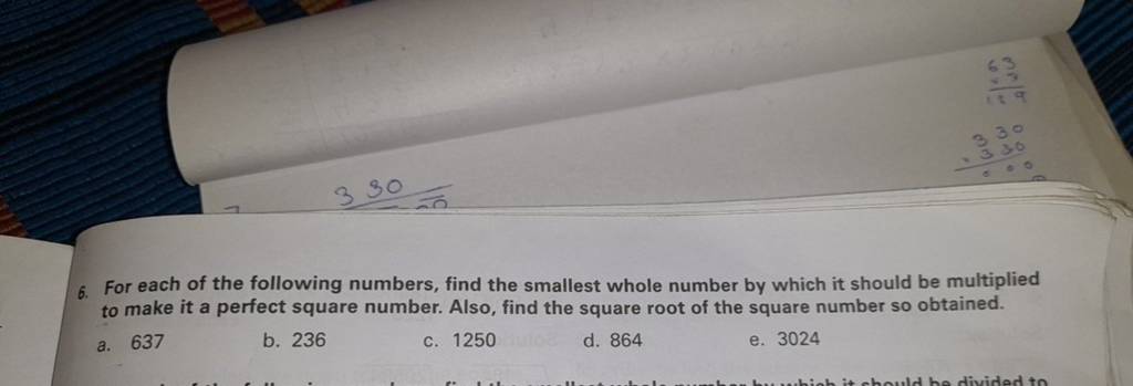 6. For each of the following numbers, find the smallest whole number by w..