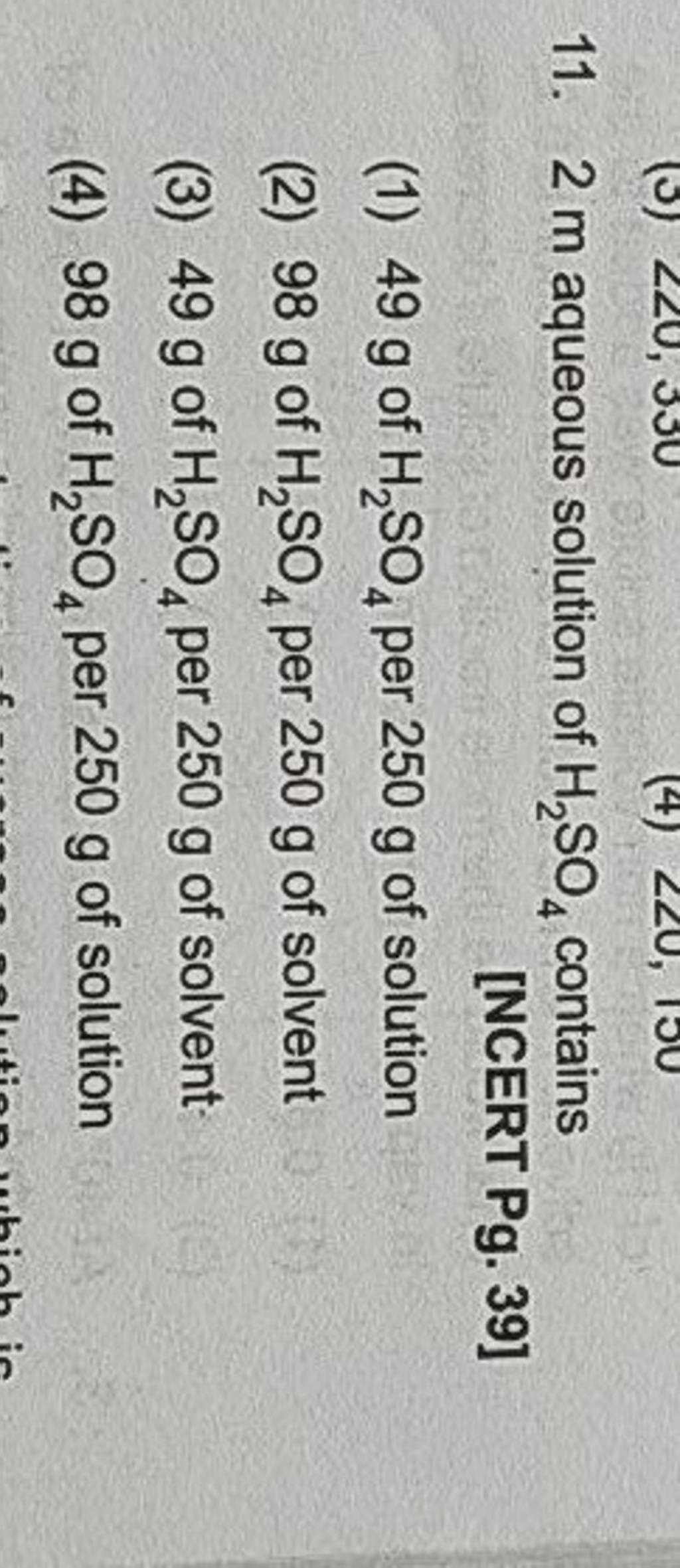 2 m aqueous solution of h2so4 contains