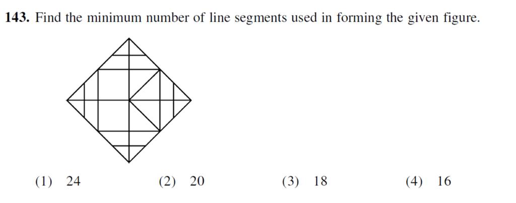 Find the minimum number of line segments used in forming the given figure..