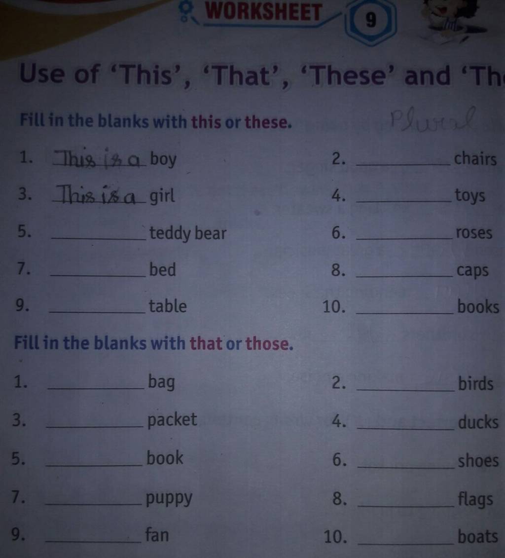 Use of 'This', 'That', 'These' and 'Th Fill in the blanks with this or th..