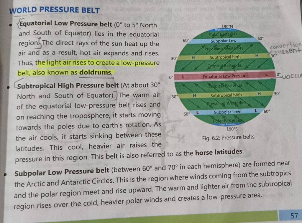 WORLD PRESSURE BELT Equatorial Low Pressure belt (0∘ to 5∘ North and Sout..