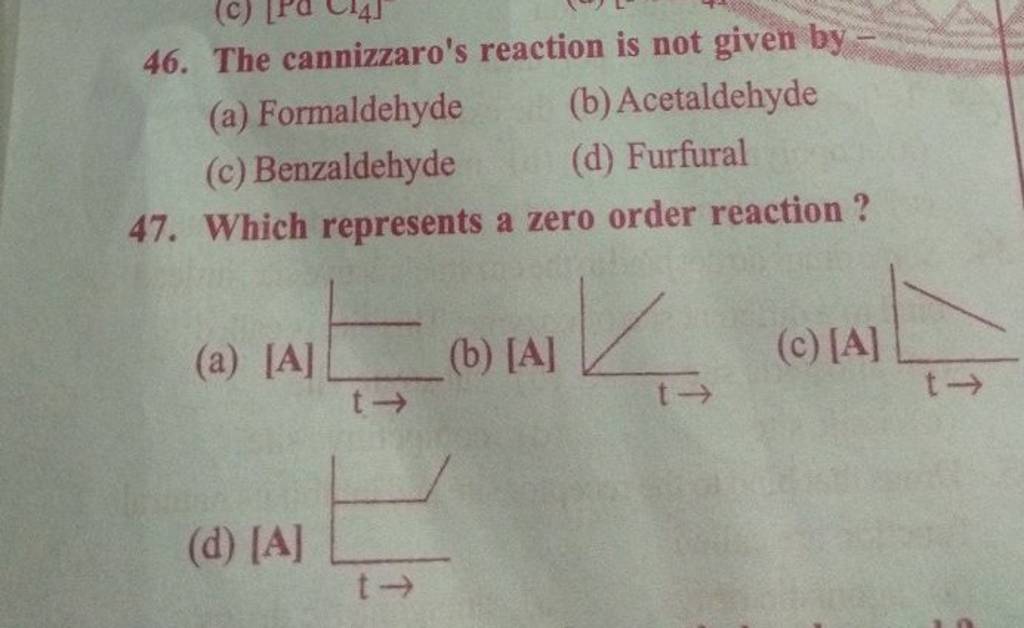 Which represents a zero order reaction filo