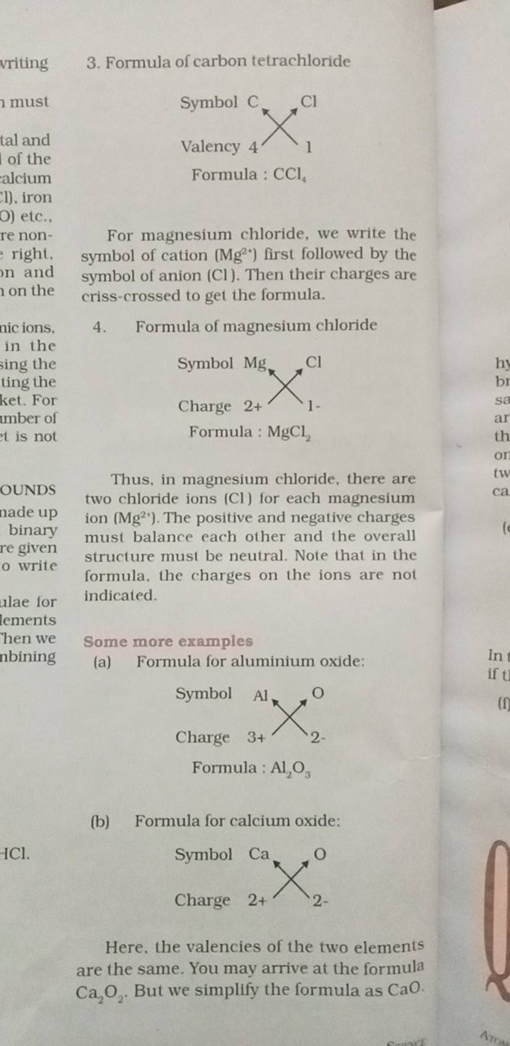 3. Formula of carbon tetrachloride 1 must tal and Symbol Valency Formula
