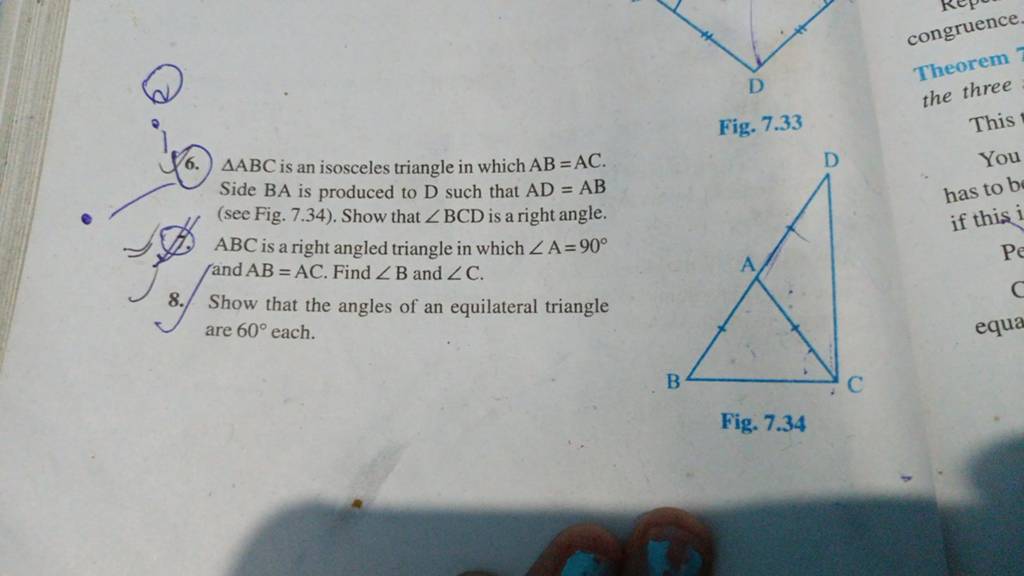 6. ABC Is An Isosceles Triangle In Which AB=AC. Side BA Is Produced To D..