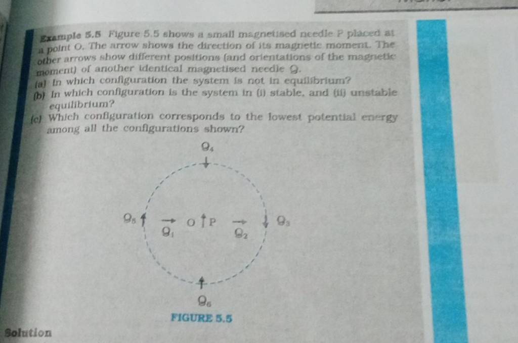 Example 5.5 Figure 5.5 shows a small needle. P placed at a pol..