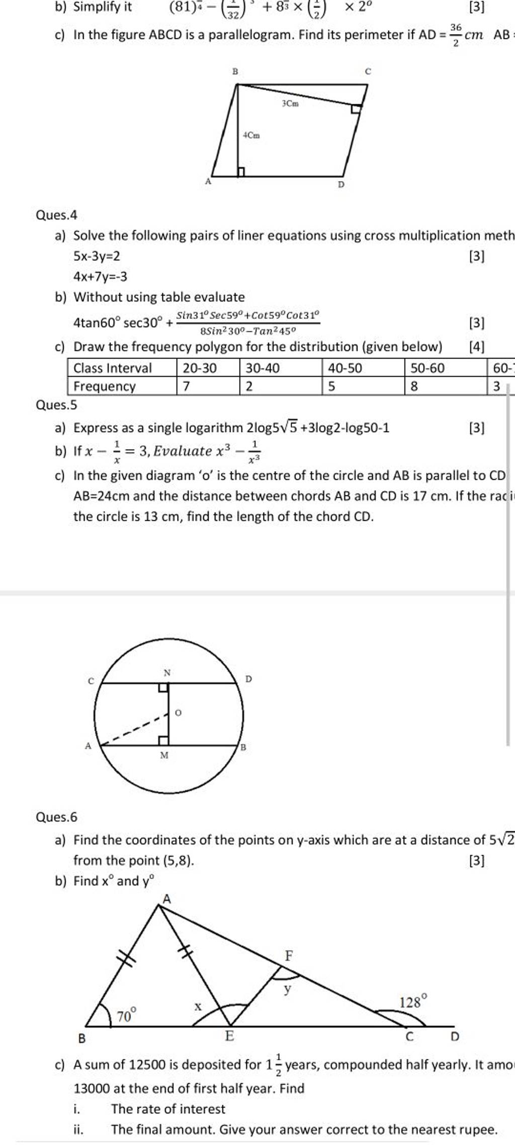 B) Simplify It (81)4−(321 )3+83×(21 )×20 [3] C) In The Figure ABCD Is A P..