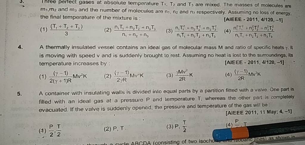 m1 ,m2 and m3 and the number of molecules are n1 ,n2 and n3 respectiv..