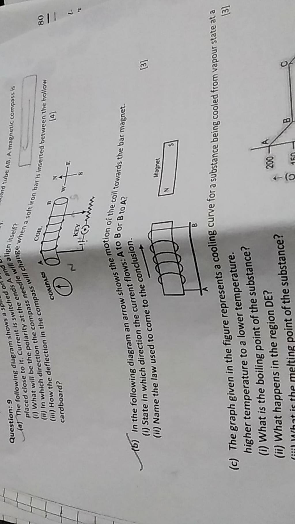 (iii) How the deflection in the compass will cardboard? (5) In the follow..