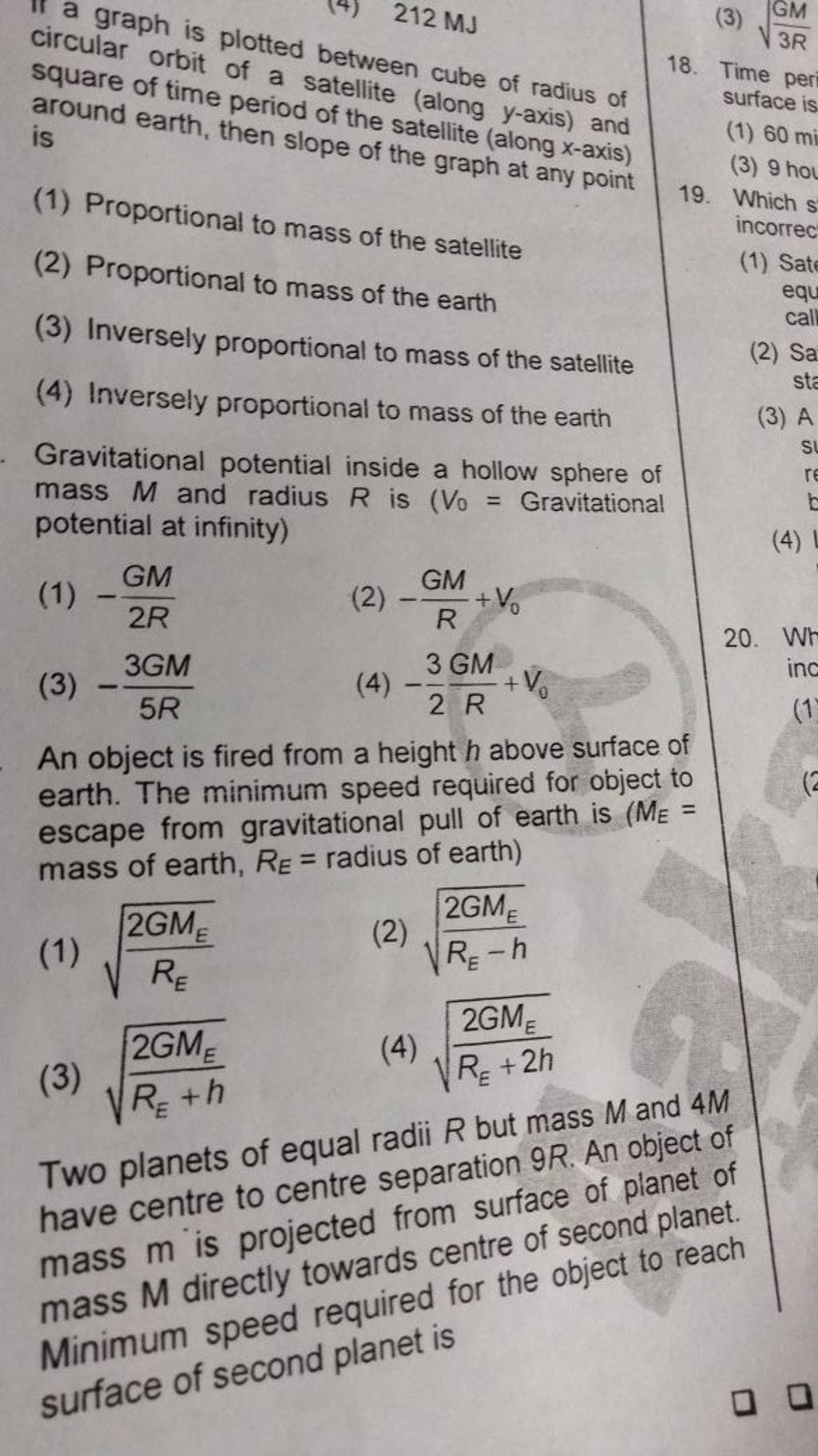 Gravitational potential inside a hollow sphere of mass M and radius R is