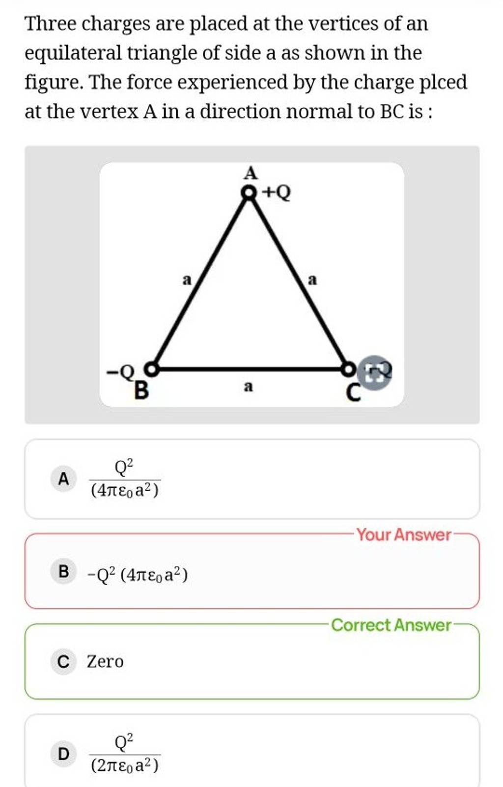 Three Charges Are Placed At The Vertices Of An Equilateral Triangle Of Si 3300