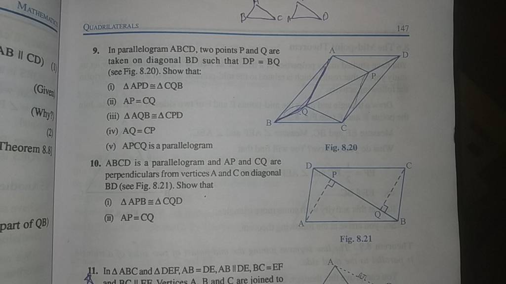 Quadrilaterals 147 9 In Parallelogram Abcd Two Points P And Q Are Taken 4690