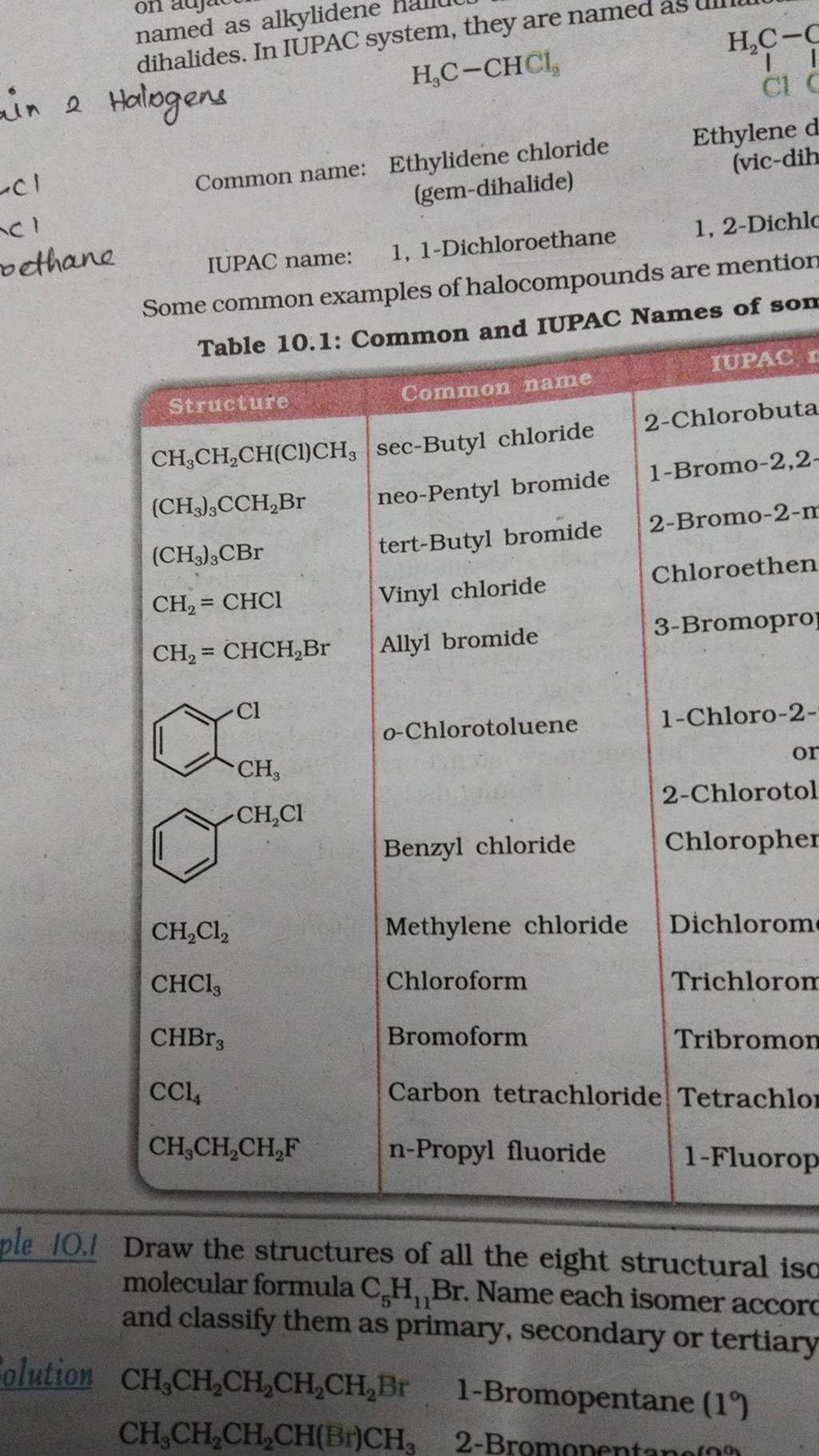 named as alkylidene dihalides. In IUPAC system, they are in 2 Halogens H3..