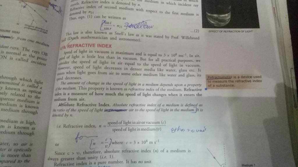 mole. Refractive index is denoted by n. gafractive indes of second medium..