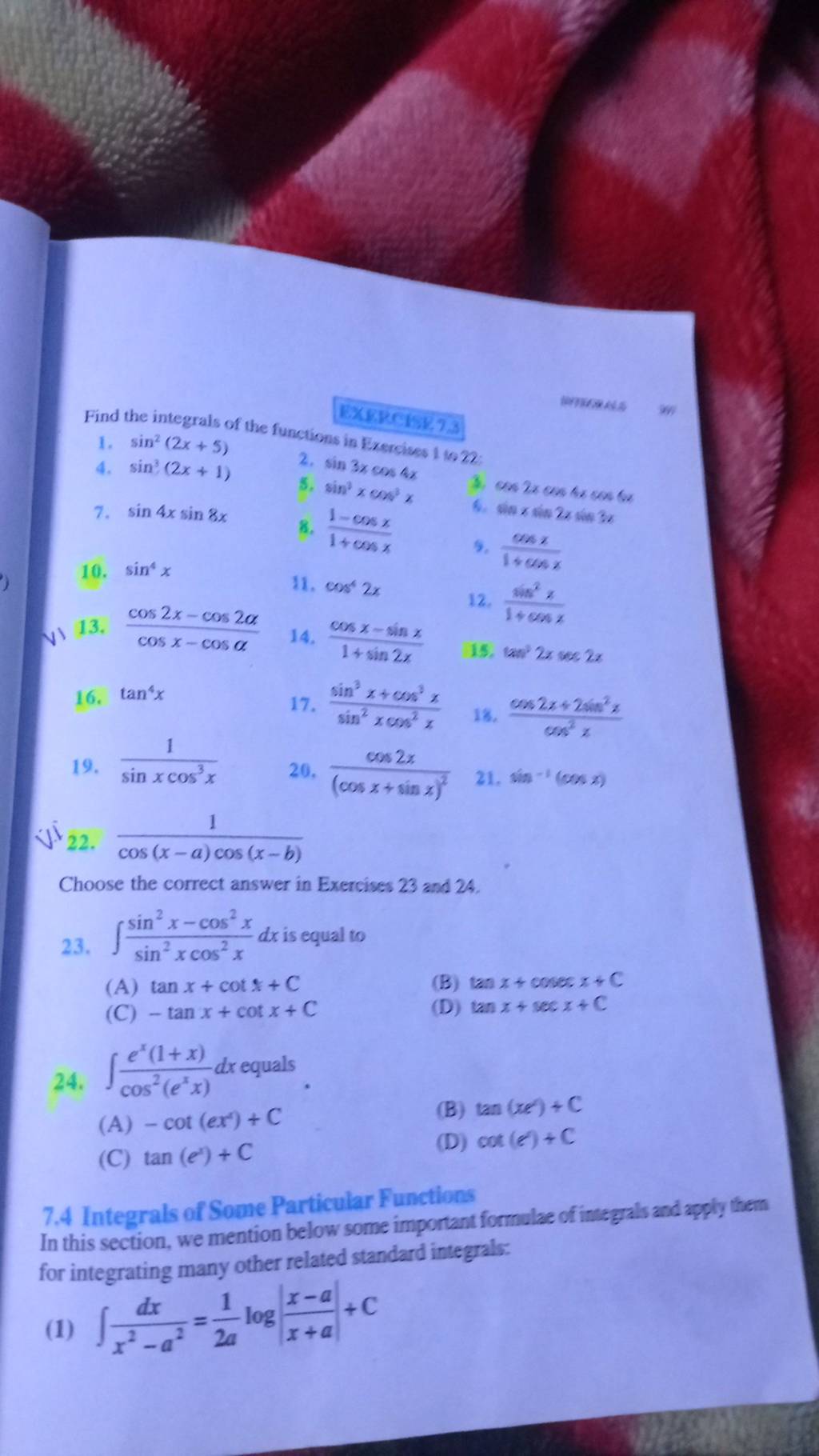 find-the-integrals-of-the-functions-in-exercises-1622-1-sin2-2x-5-4
