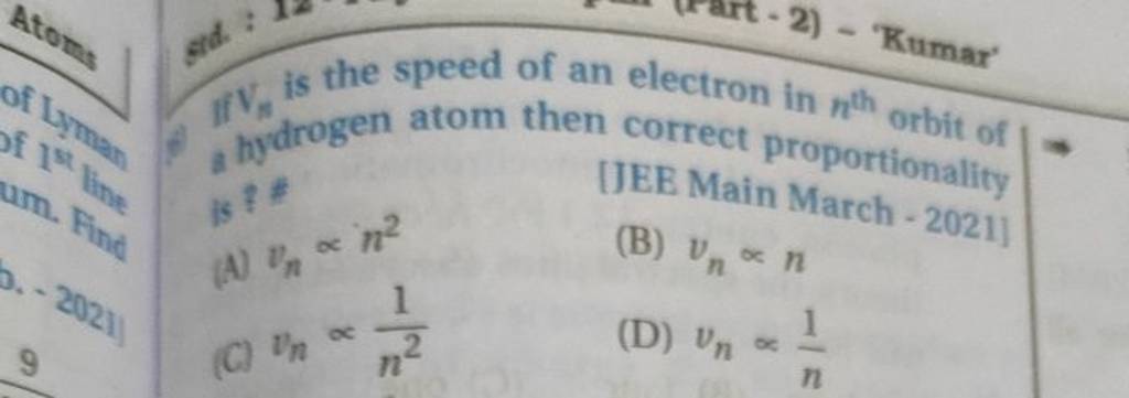 if-v5-is-the-speed-of-an-electron-in-nth-orbit-of-a-hydrogen-atom-then