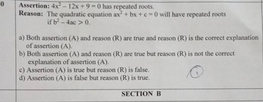 4x 2 12x 9 0 has repeated roots