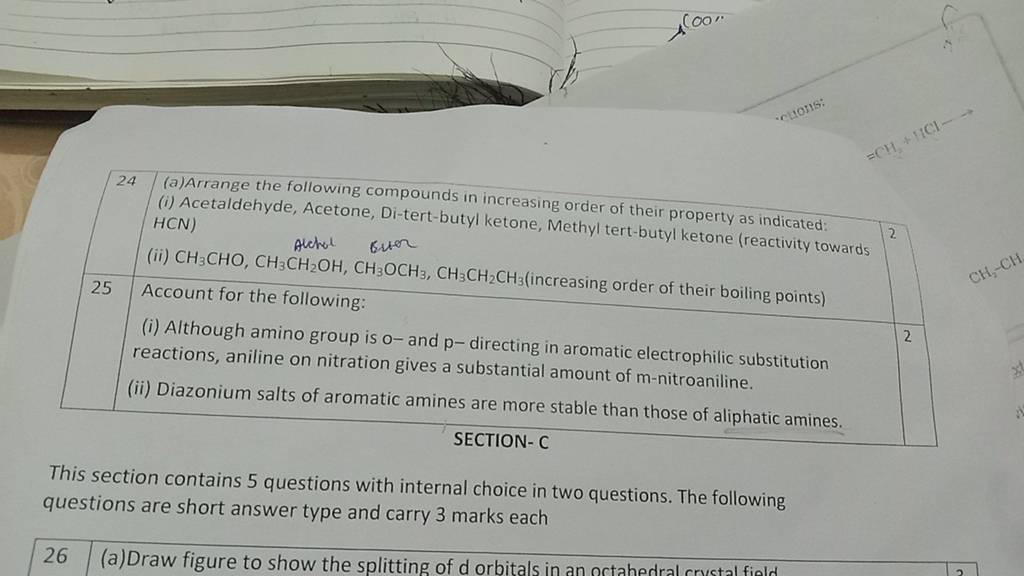 24 (a)Arrange The Following Compounds In Increasing Order Of Their Proper..