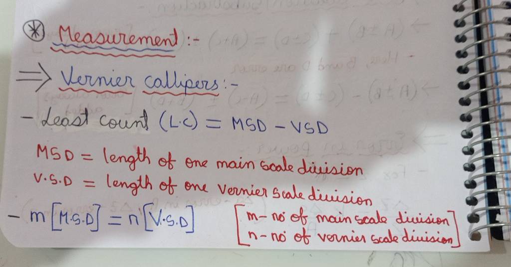 Measurement Vernier Callipers Least Count L C Msd Vsd Msd