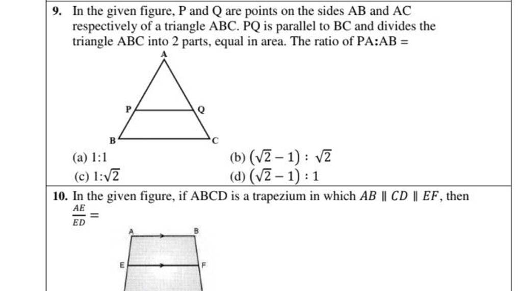 9 In The Given Figure P And Q Are Points On The Sides Ab And Ac Respect 4138