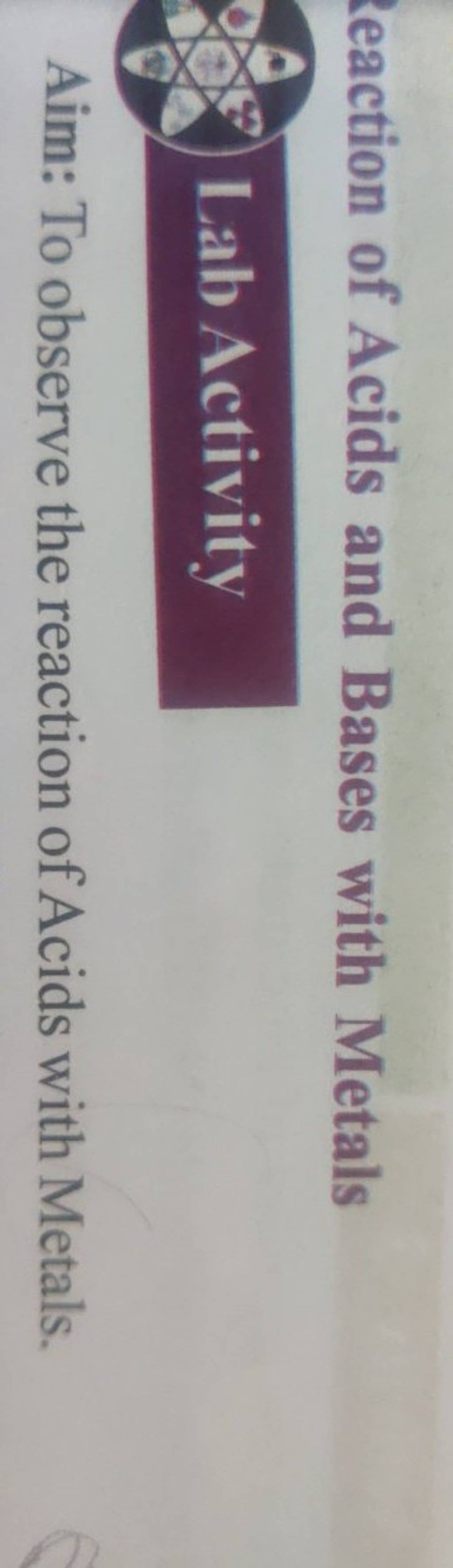 Reaction of Acids and Bases with Metals Lab Activity Aim To observe the
